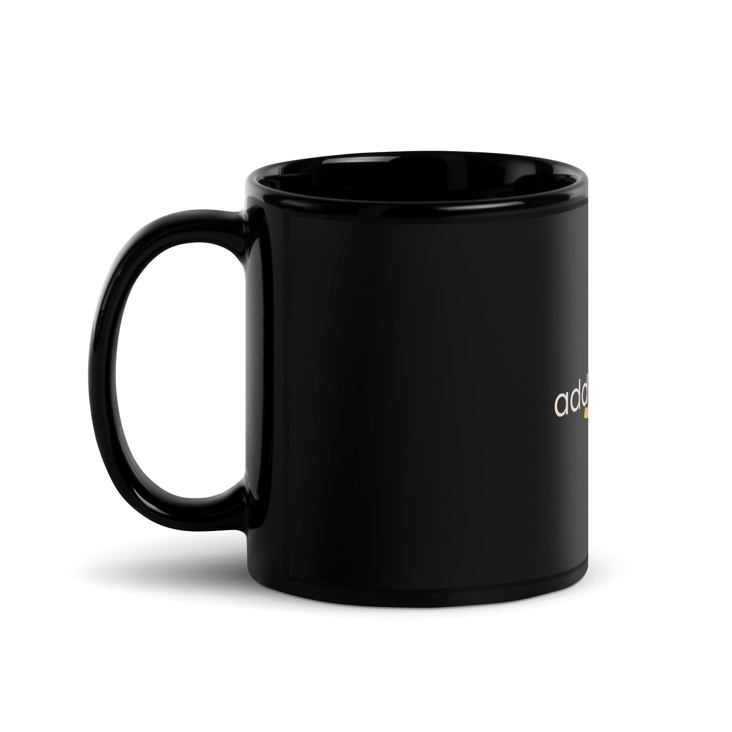 addJOY Here black glossy mug